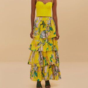 Yellow Jellyfish Bouquet Maxi Skirt